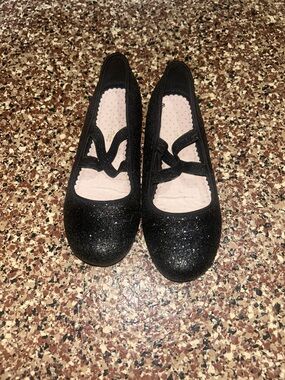 Black Glitter Dream Pairs ballet shoes with Cross Strap